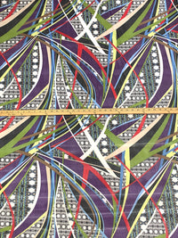 Imperial Purple/Red/Black/Multi Nylon/Lycra Large Abstract Print Mesh Knit - Imported From France - 50W