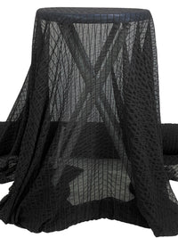 Black Nylon/Lycra Vertical Corded Mesh Knit 58W