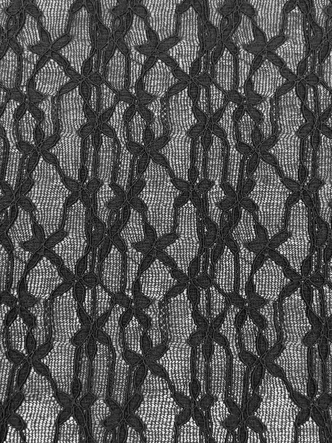 Black Nylon/Lycra Corded Floral Stretch Lace 49W