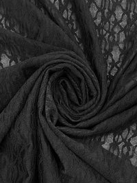 Black Nylon/Lycra Corded Floral Stretch Lace 49W