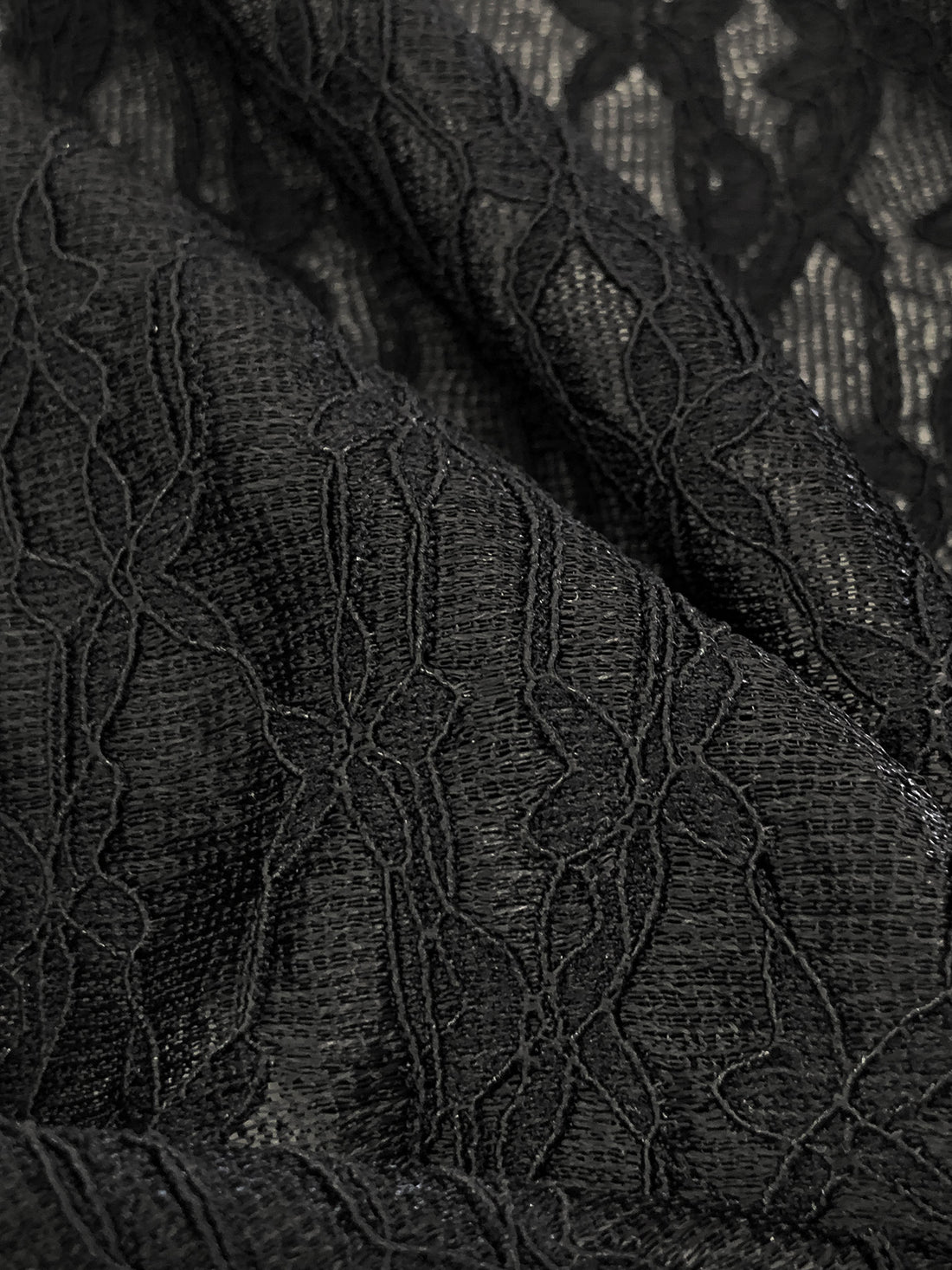 Black Nylon/Lycra Corded Floral Stretch Lace 49W