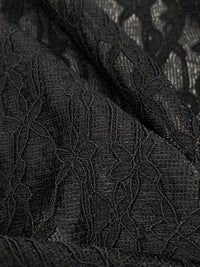 Black Nylon/Lycra Corded Floral Stretch Lace 49W
