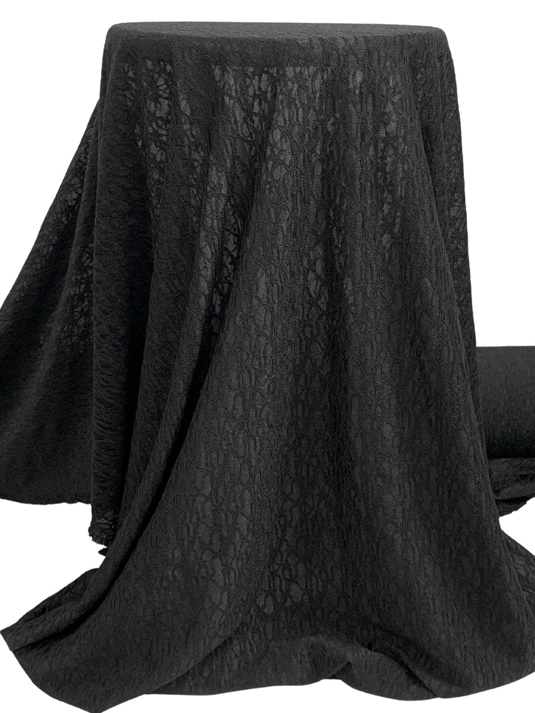 Black Nylon/Lycra Corded Floral Stretch Lace 49W