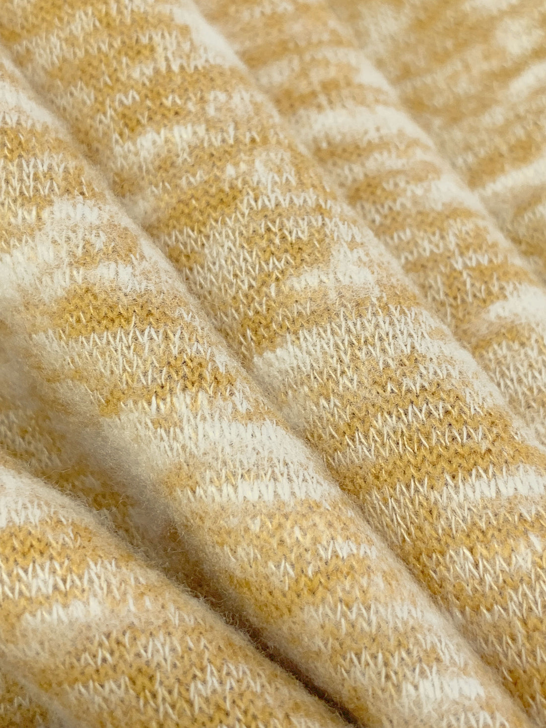 Vegas Gold/White Polyester/Rayon/Lycra Space-Dyed Brushed Sweater Knit 58W