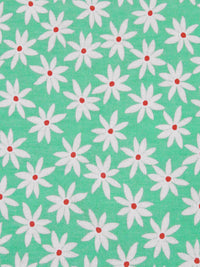 Eucalyptus/Muted Vermilion/White Polyester/Rayon/Lycra Daisy Print French Terry Knit - 59W