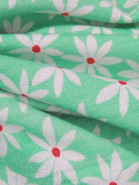 Eucalyptus/Muted Vermilion/White Polyester/Rayon/Lycra Daisy Print French Terry Knit - 59W