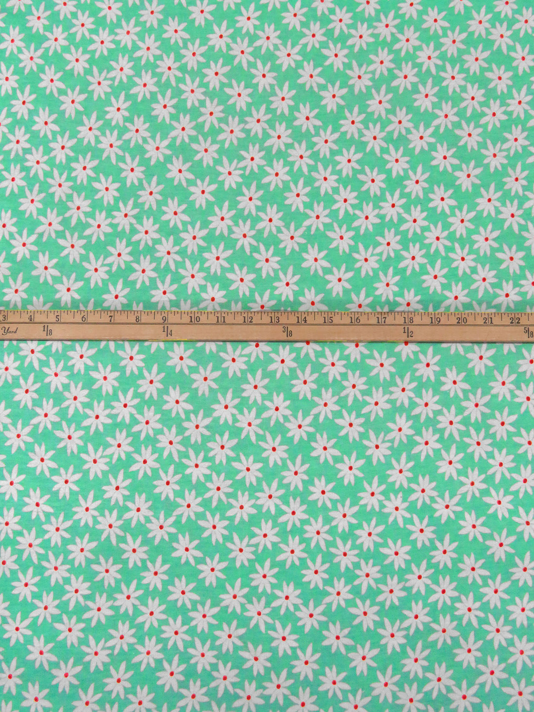 Eucalyptus/Muted Vermilion/White Polyester/Rayon/Lycra Daisy Print French Terry Knit - 59W