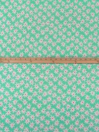 Eucalyptus/Muted Vermilion/White Polyester/Rayon/Lycra Daisy Print French Terry Knit - 59W