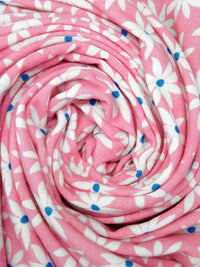 Pink Sherbet/Cyan Cobalt/White Polyester/Rayon/Lycra Daisy Print French Terry Knit - 59W