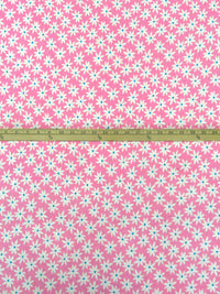 Pink Sherbet/Cyan Cobalt/White Polyester/Rayon/Lycra Daisy Print French Terry Knit - 59W