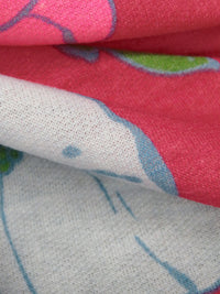 French Raspberry/Aqua Green/Pale Blue/Multi Polyester/Rayon/Lycra Large Floral Print French Terry Knit - 59W