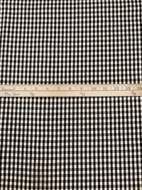 Cream/Black Cotton/Lycra Gingham Check Weave Suiting - NY Designer - 58W