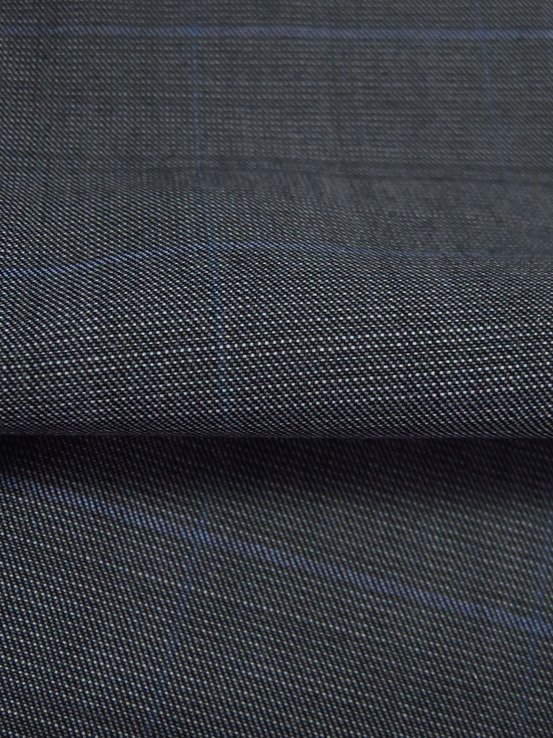 Dark Gray/Dark Cornflower/Black 100% Wool Super 120 Novelty Plaid Weave Suiting - Imported From Italy - 58W