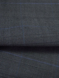 Dark Gray/Dark Cornflower/Black 100% Wool Super 120 Novelty Plaid Weave Suiting - Imported From Italy - 58W