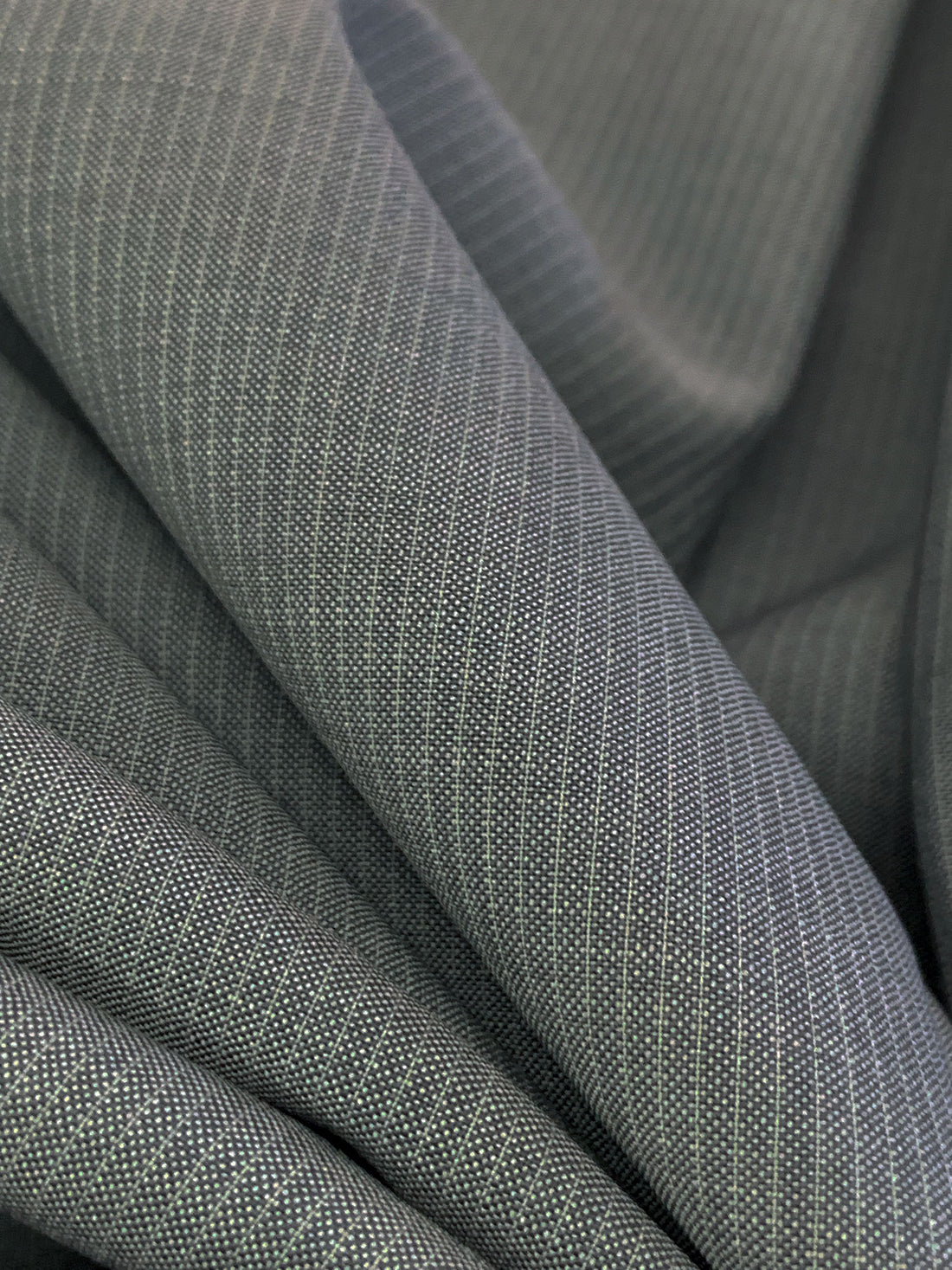 Granite Gray/Middle Gray 100% Wool Vertical Fine Pinstripe Weave Suiting - Imported From Italy - 58W