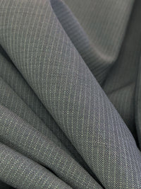 Granite Gray/Middle Gray 100% Wool Vertical Fine Pinstripe Weave Suiting - Imported From Italy - 58W