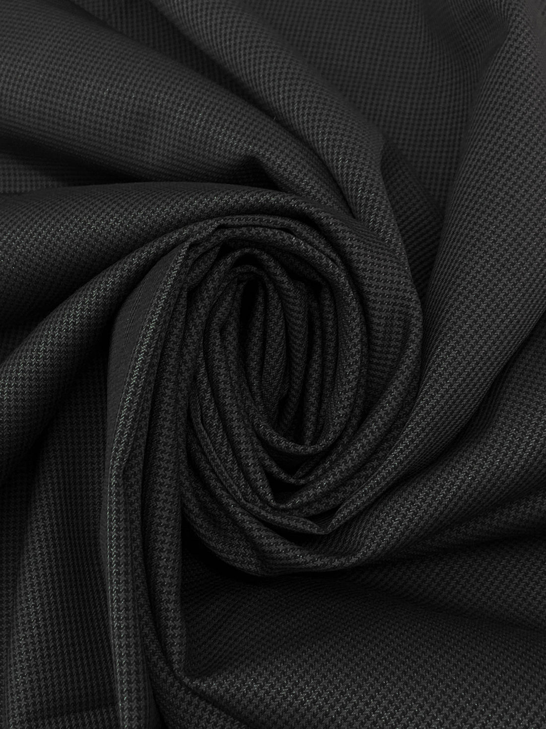 Black/Gray 100% Wool Micro Houndstooth Weave Suiting - Imported From Italy - 56W