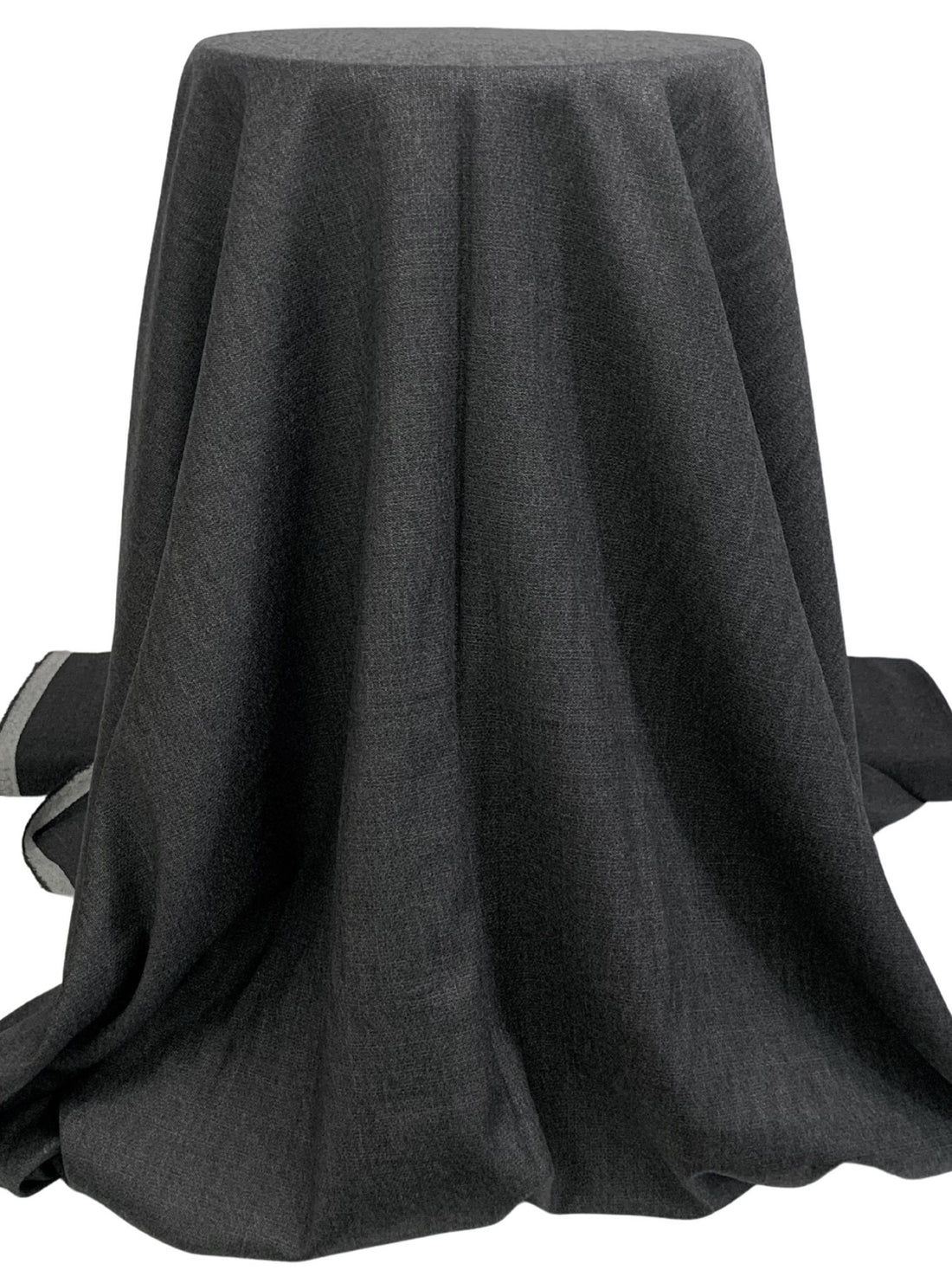 Heathered Dark Charcoal 100% Wool Novelty Weave Flannel Suiting - Imported From Italy - 56W