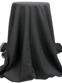 Heathered Dark Charcoal 100% Wool Novelty Weave Flannel Suiting - Imported From Italy - 56W