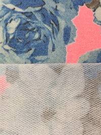 Highlighter Pink/Cyan Azure Blue/Coffee/Multi Polyester/Rayon/Lycra Floral Print French Terry Knit - 60W