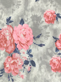 Castle Gray/Bubble Gum/Independence Blue/Multi Polyester/Rayon/Lycra Floral Print French Terry Knit - 58W