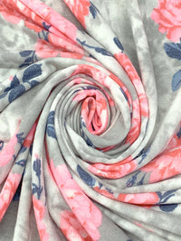 Castle Gray/Bubble Gum/Independence Blue/Multi Polyester/Rayon/Lycra Floral Print French Terry Knit - 58W