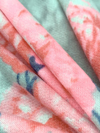 Castle Gray/Bubble Gum/Independence Blue/Multi Polyester/Rayon/Lycra Floral Print French Terry Knit - 58W