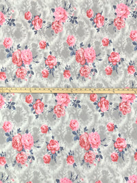 Castle Gray/Bubble Gum/Independence Blue/Multi Polyester/Rayon/Lycra Floral Print French Terry Knit - 58W