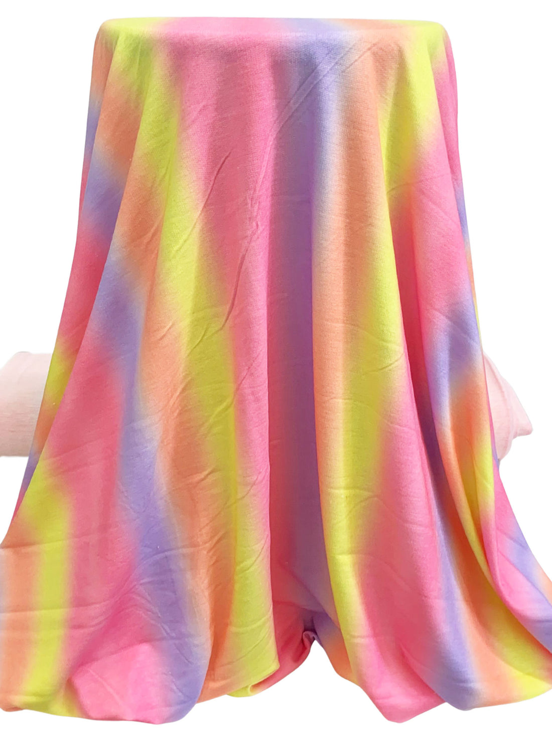 Cherry Blossom Pink/Wisteria/Dandelion/Multi Polyester/Rayon/Lycra Vertical Stripe Print French Terry Knit - 59W