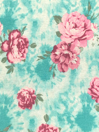 Tropical Jade/Bright Misty Rose/Off-White/Multi Polyester/Rayon/Lycra Floral Print French Terry Knit - 62W