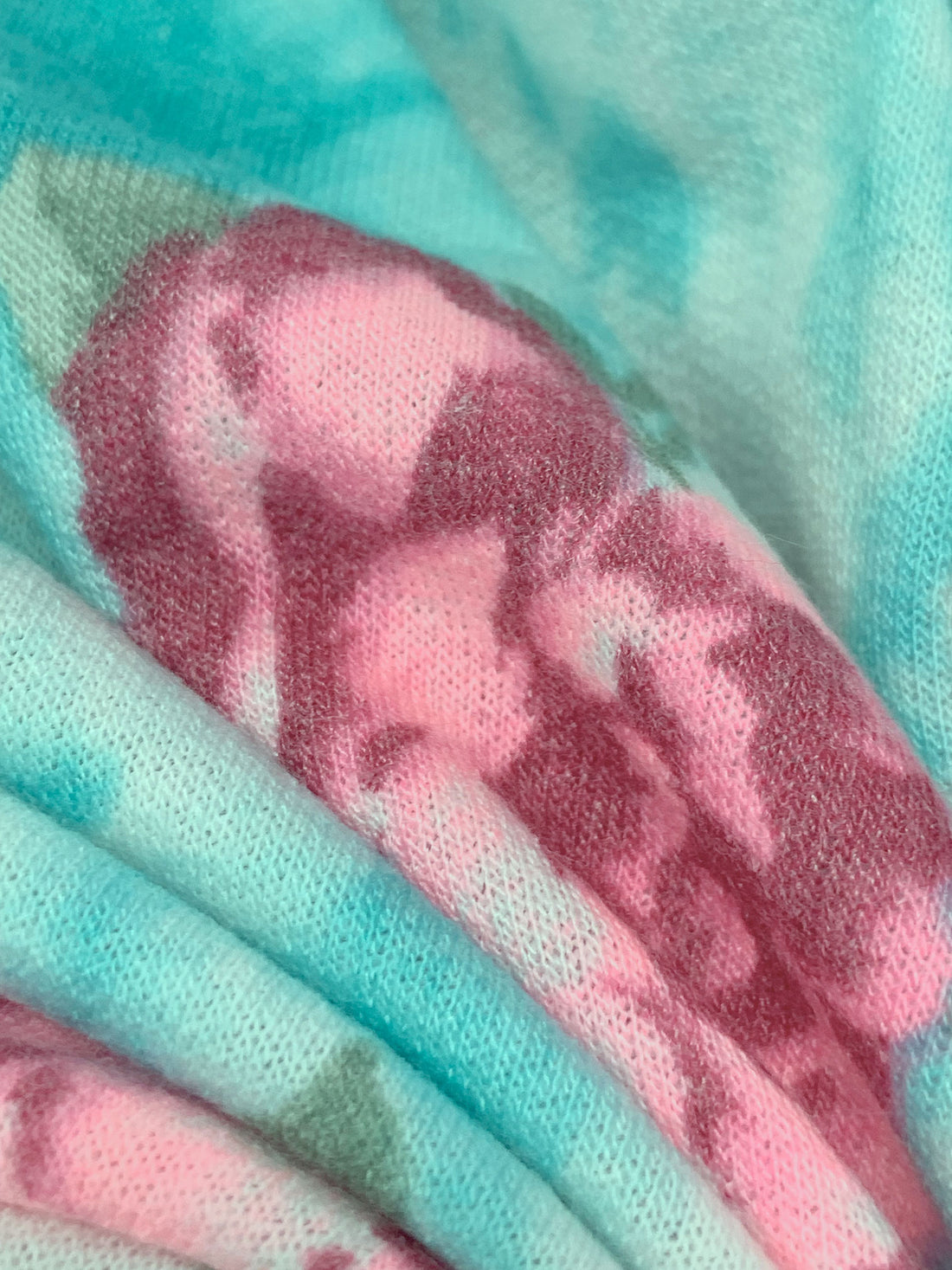 Tropical Jade/Bright Misty Rose/Off-White/Multi Polyester/Rayon/Lycra Floral Print French Terry Knit - 62W