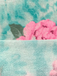 Tropical Jade/Bright Misty Rose/Off-White/Multi Polyester/Rayon/Lycra Floral Print French Terry Knit - 62W