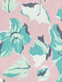Pale Pink/Sea Green/Off-White/Multi Polyester/Rayon/Lycra Large Floral Print French Terry Knit - 58W