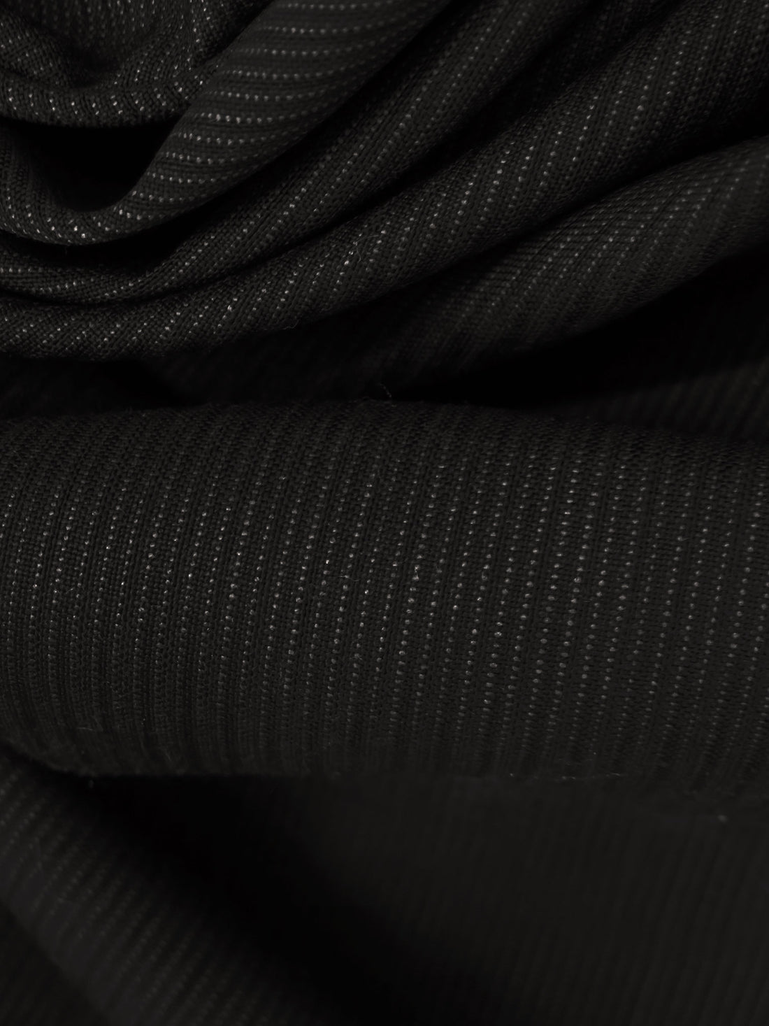 Dark Gray/Black 100% Wool Fine Vertical Stripe Weave Suiting - Imported From Italy - 58W