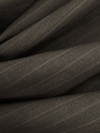 Charcoal Gray/Mid Gray/Rikan Brown 100% Wool Vertical Stripe Weave Suiting - Imported From Italy - 56W