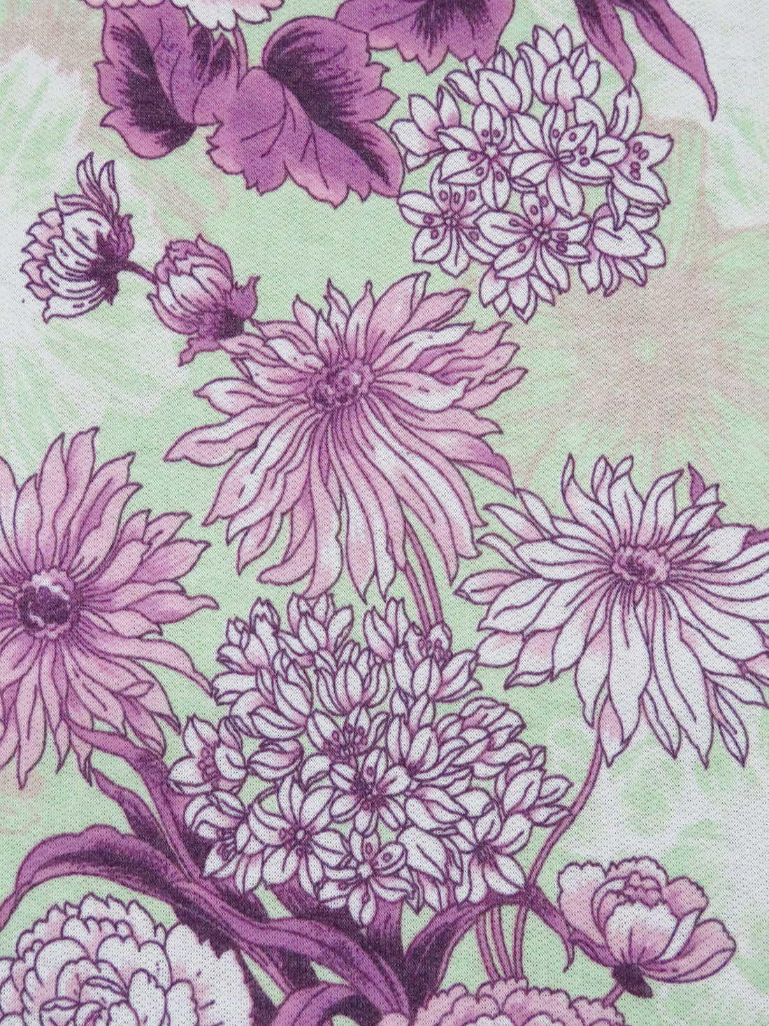 Light Key Lime/Rose Quartz/Pearly Purple/Multi Polyester/Rayon/Lycra Large Floral Print French Terry Knit 60W