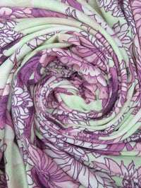 Light Key Lime/Rose Quartz/Pearly Purple/Multi Polyester/Rayon/Lycra Large Floral Print French Terry Knit 60W