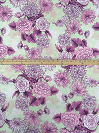 Light Key Lime/Rose Quartz/Pearly Purple/Multi Polyester/Rayon/Lycra Large Floral Print French Terry Knit 60W