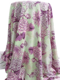 Light Key Lime/Rose Quartz/Pearly Purple/Multi Polyester/Rayon/Lycra Large Floral Print French Terry Knit 60W