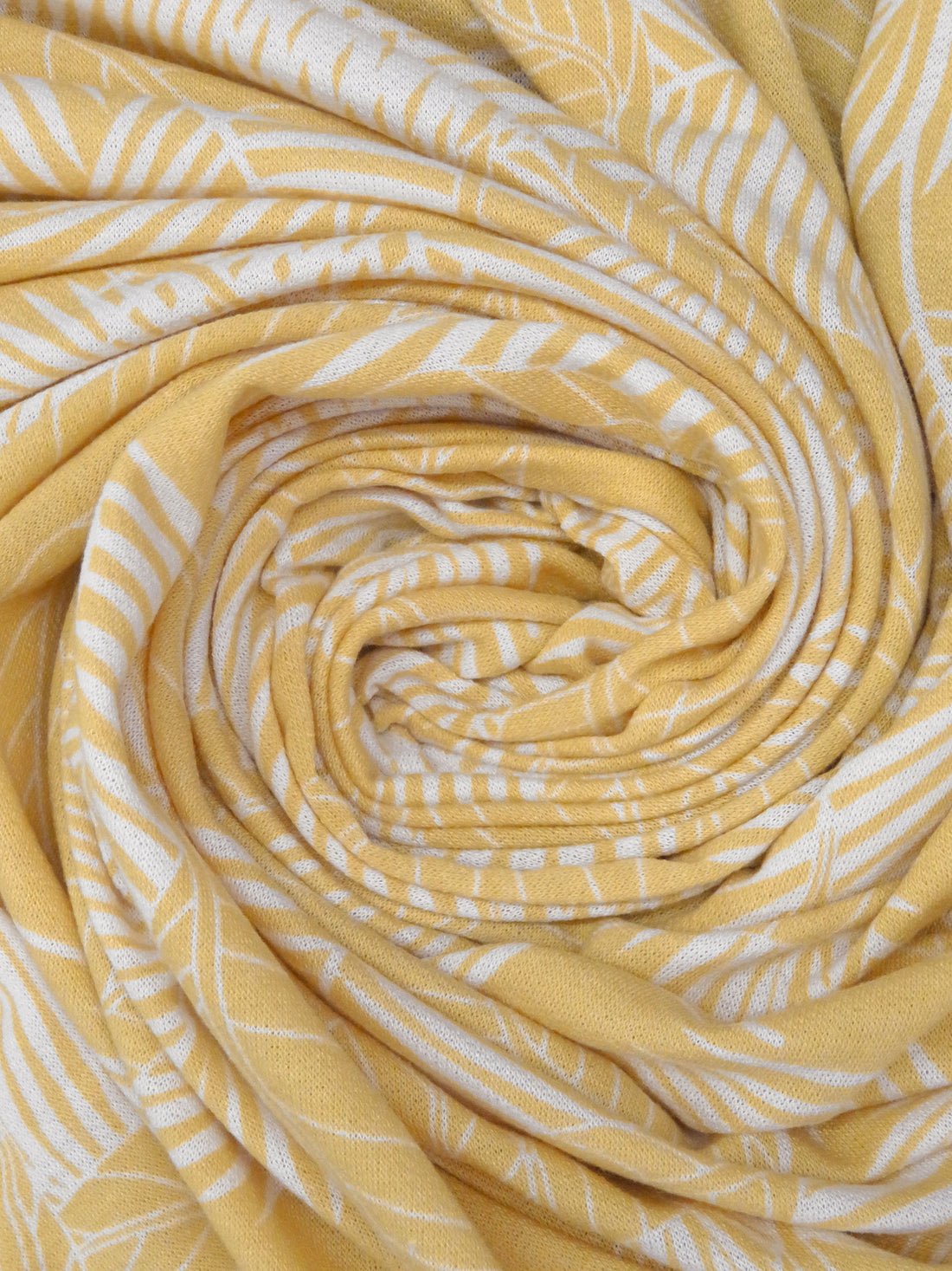 Honey Grove/White Polyester/Rayon/Lycra Large Leaf Print French Terry Knit 57W