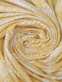 Honey Grove/White Polyester/Rayon/Lycra Large Leaf Print French Terry Knit 57W