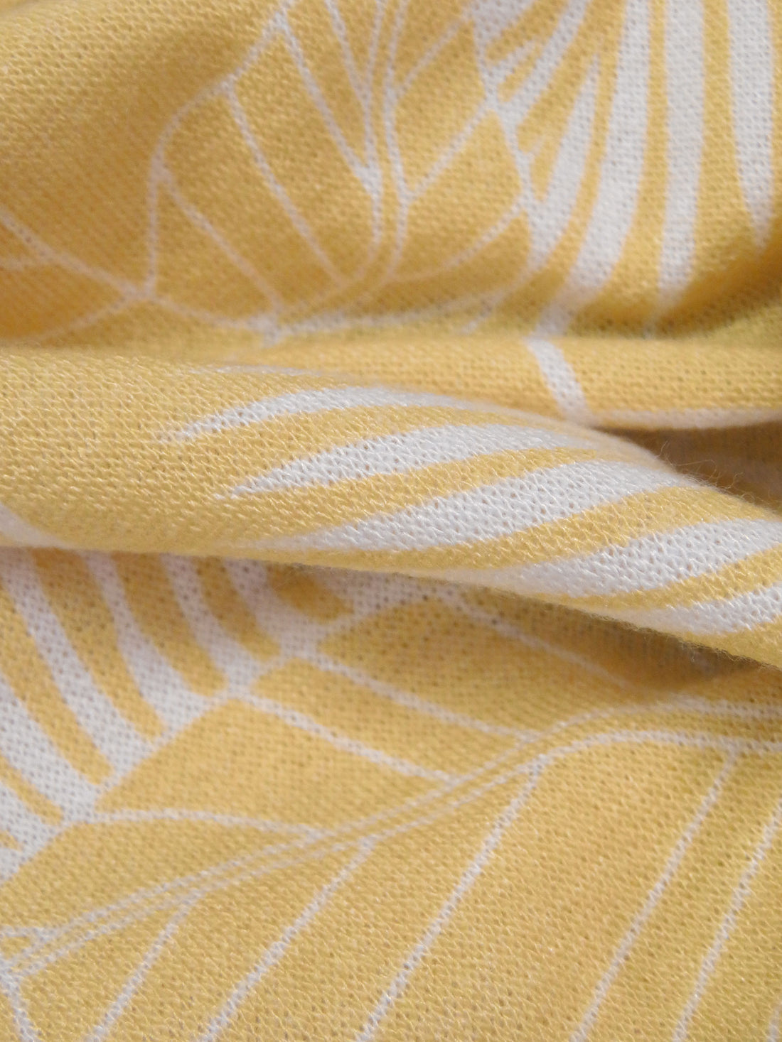 Honey Grove/White Polyester/Rayon/Lycra Large Leaf Print French Terry Knit 57W