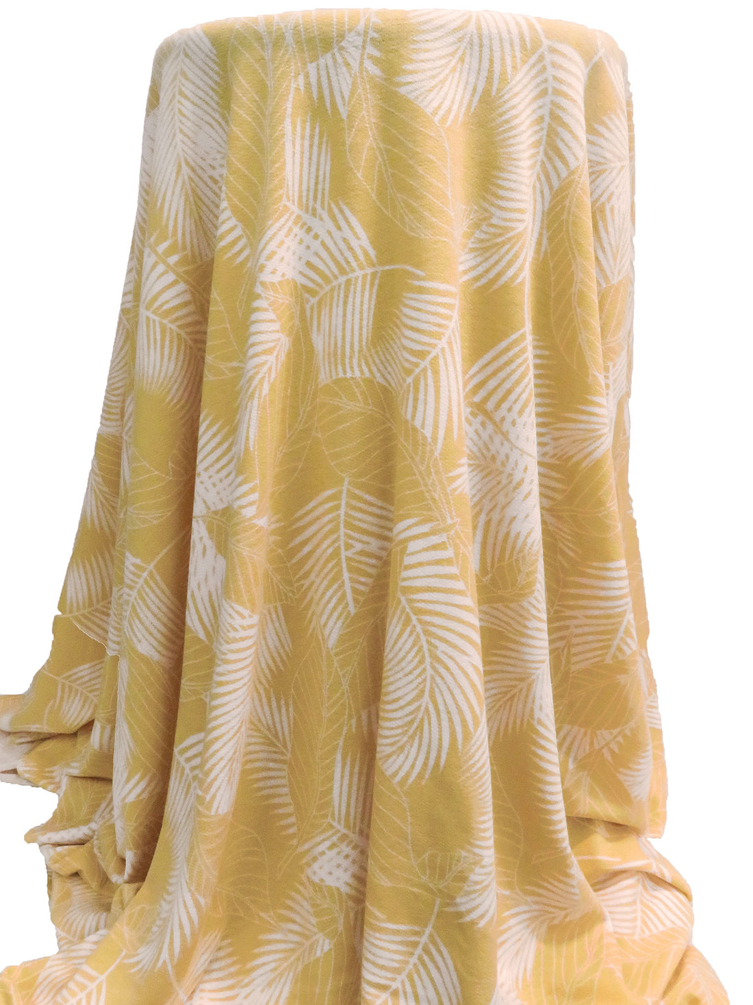 Honey Grove/White Polyester/Rayon/Lycra Large Leaf Print French Terry Knit 57W