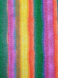 Dark Spring Green/Lemon/Orange Soda/Multi Polyester/Rayon/Lycra Watercolor Vertical Stripe Print French Terry Knit 60W