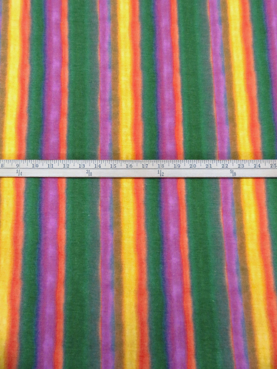 Dark Spring Green/Lemon/Orange Soda/Multi Polyester/Rayon/Lycra Watercolor Vertical Stripe Print French Terry Knit 60W