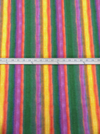 Dark Spring Green/Lemon/Orange Soda/Multi Polyester/Rayon/Lycra Watercolor Vertical Stripe Print French Terry Knit 60W