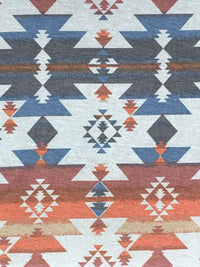 Queen Blue/Copper Rose/Dark Coral/Multi Polyester/Rayon/Lycra Southwest Print French Terry Knit - 58W
