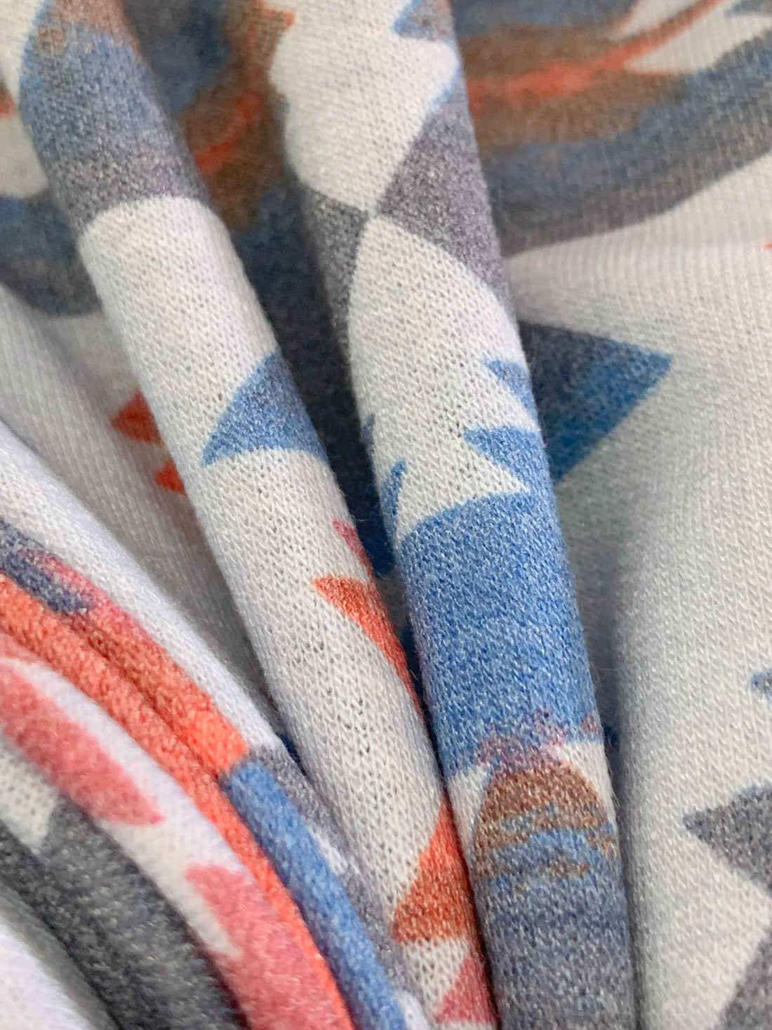 Queen Blue/Copper Rose/Dark Coral/Multi Polyester/Rayon/Lycra Southwest Print French Terry Knit - 58W