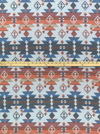 Queen Blue/Copper Rose/Dark Coral/Multi Polyester/Rayon/Lycra Southwest Print French Terry Knit - 58W