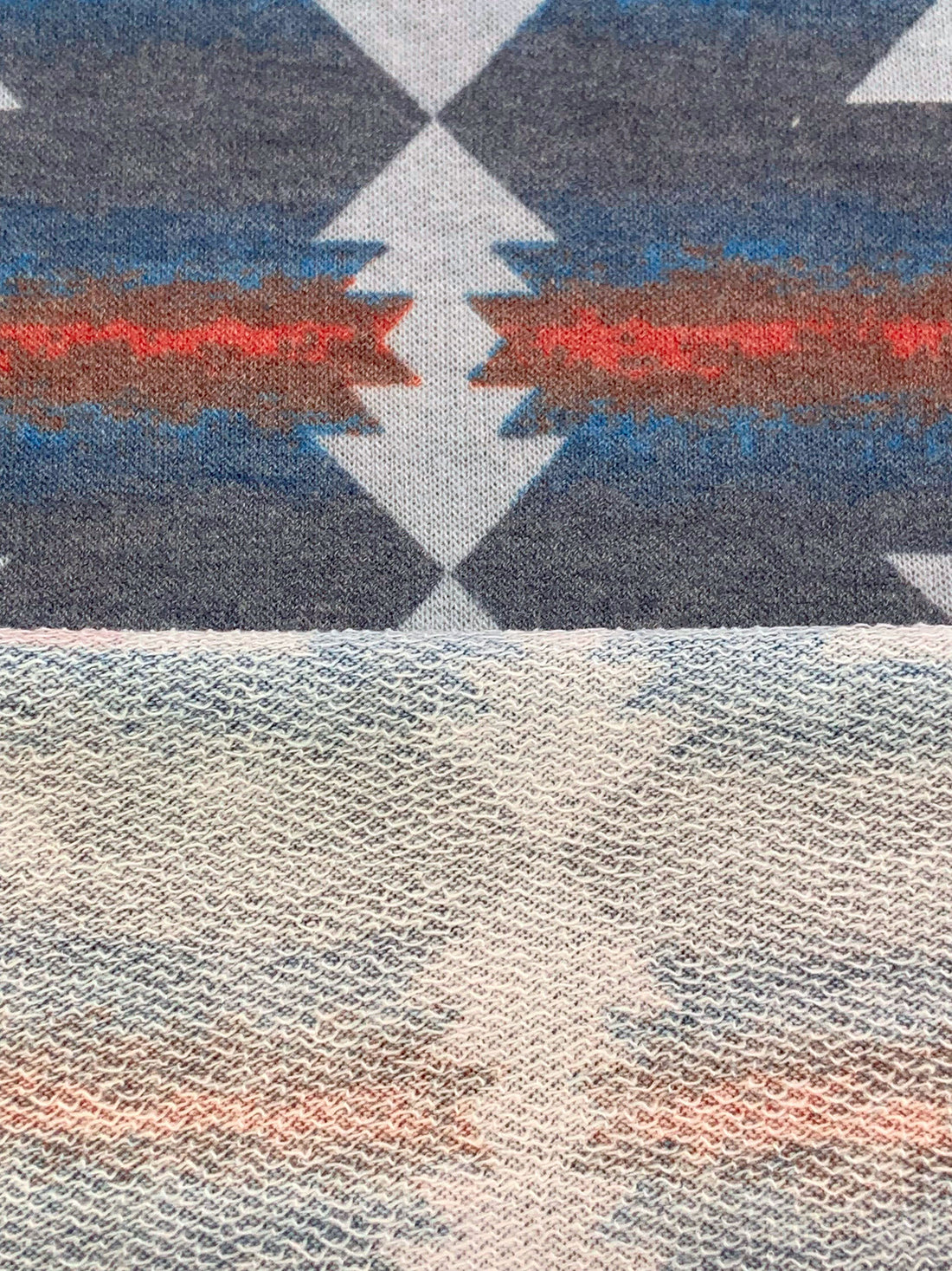 Queen Blue/Copper Rose/Dark Coral/Multi Polyester/Rayon/Lycra Southwest Print French Terry Knit - 58W